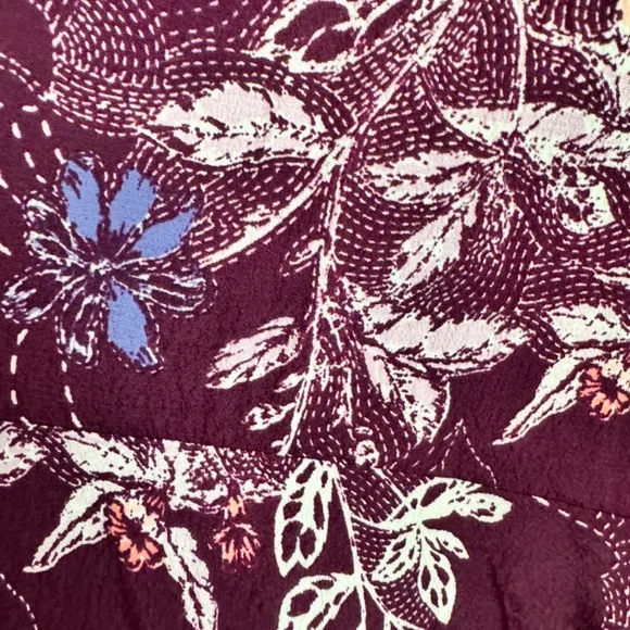 Anthropologie Maeve Merlot Floral Long Sleeve Monaco Dress Size XS - Picture 6 of 9